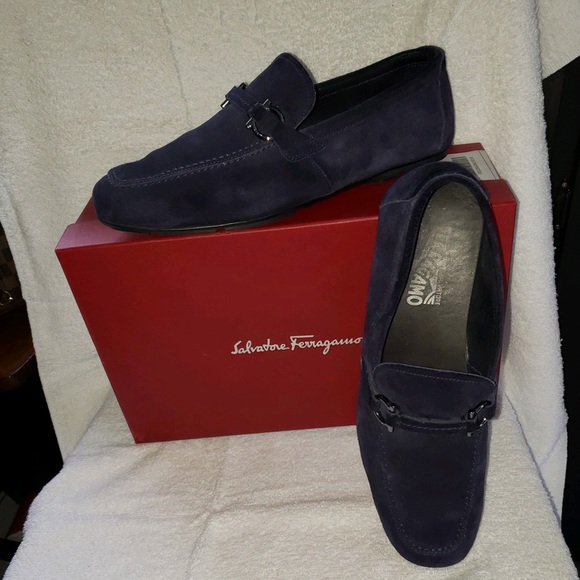 Salvatore Ferragamo men’s navy suede drivers